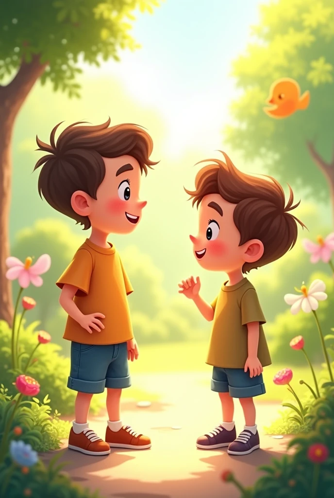 Healthy healthy friend talk a friend boy Cartoon photo 
