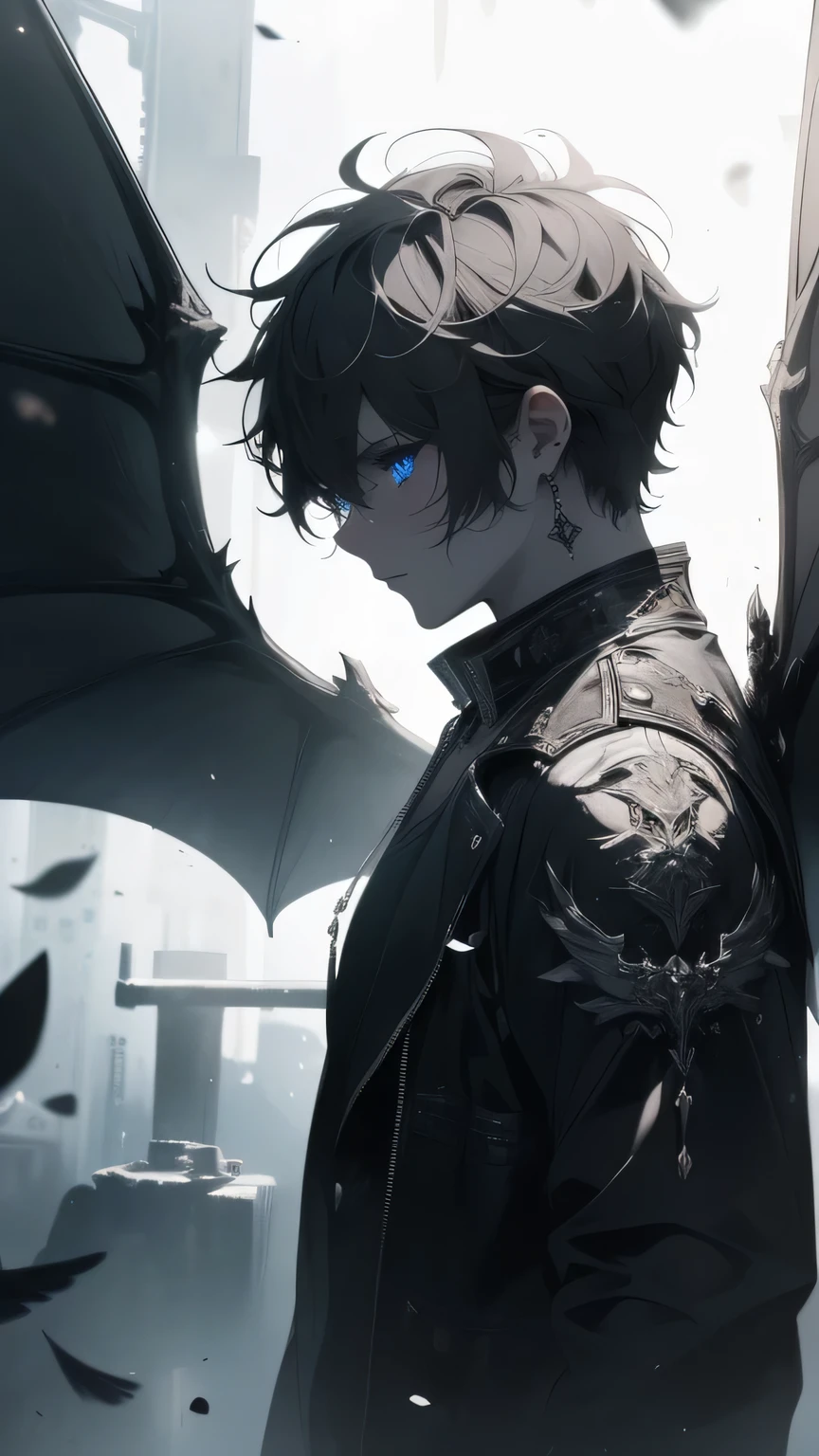 ((8k resolution))、((Highest quality))、((masterpiece))、((Very detailed))((((dramatic))), (((Rough feeling))), (((intense))), Badass guy,wings,havenly demon