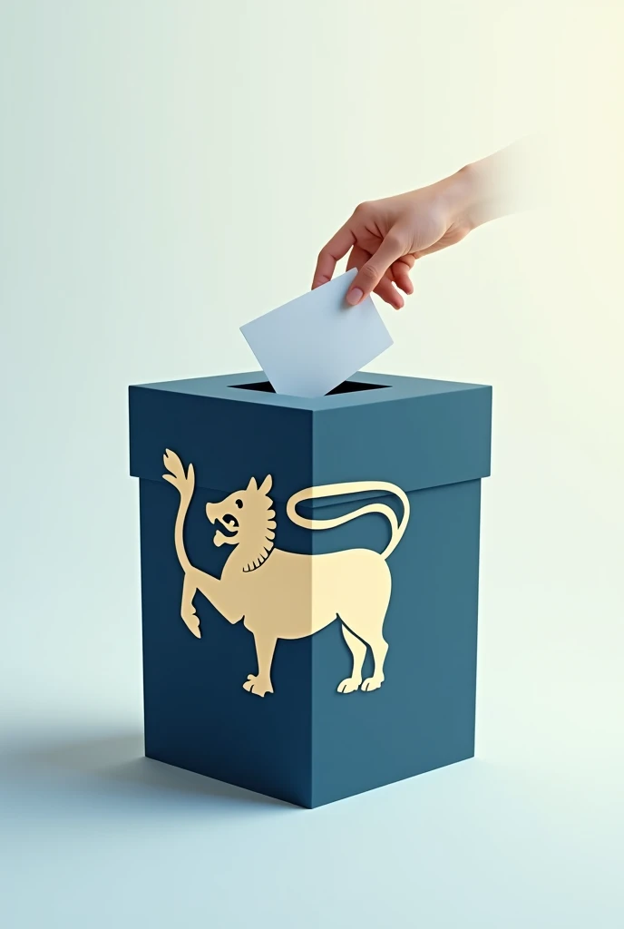 Create a high-quality graphic. Use Slate Blue and Ivory for clean, modern visuals related to voting and leadership, such as abstract ballot boxes or subtle patriotic elements. Ensure the design is polished and impactful. Add Sri Lanka flag.