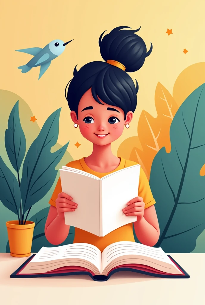 I am looking for an illustration of A PERSON READING A MANUAL A drawing style: Modern and vector, with smooth, clean lines, and vibrant colors. Cartoonish but realistic. Color: Using a palette of bright and contrasting colors that are pleasant and eye-catching. FORMAT: Illustrations arranged in a book or manual style. This illustration is intended for a guidance and training manual, so it must be clear, accessible and visually appealing."