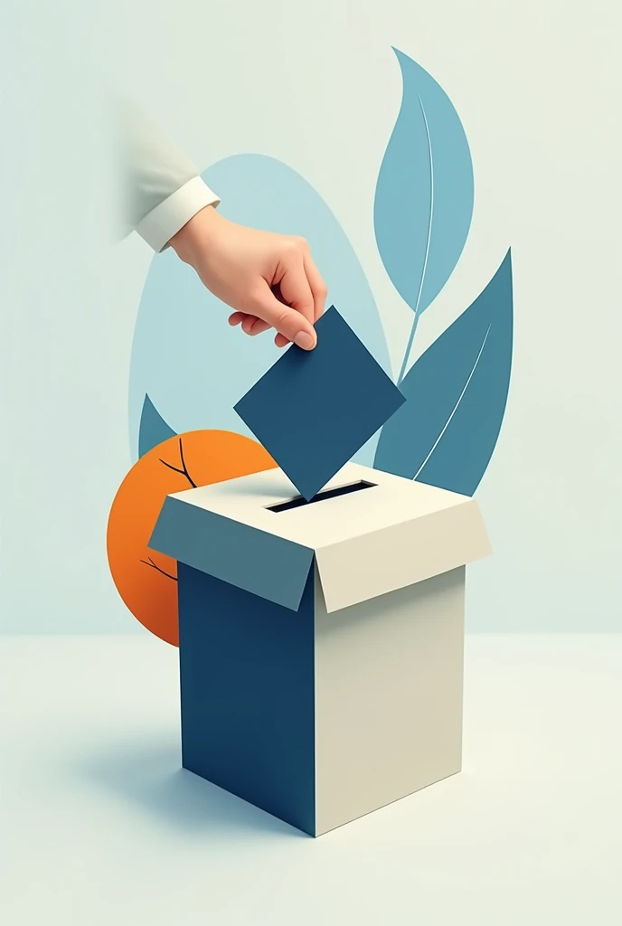Create a high-quality graphic. Use Slate Blue and Ivory for clean, modern visuals related to voting and leadership, such as abstract ballot boxes or subtle patriotic elements. Ensure the design is polished and impactful. Add Sri Lanka flag.