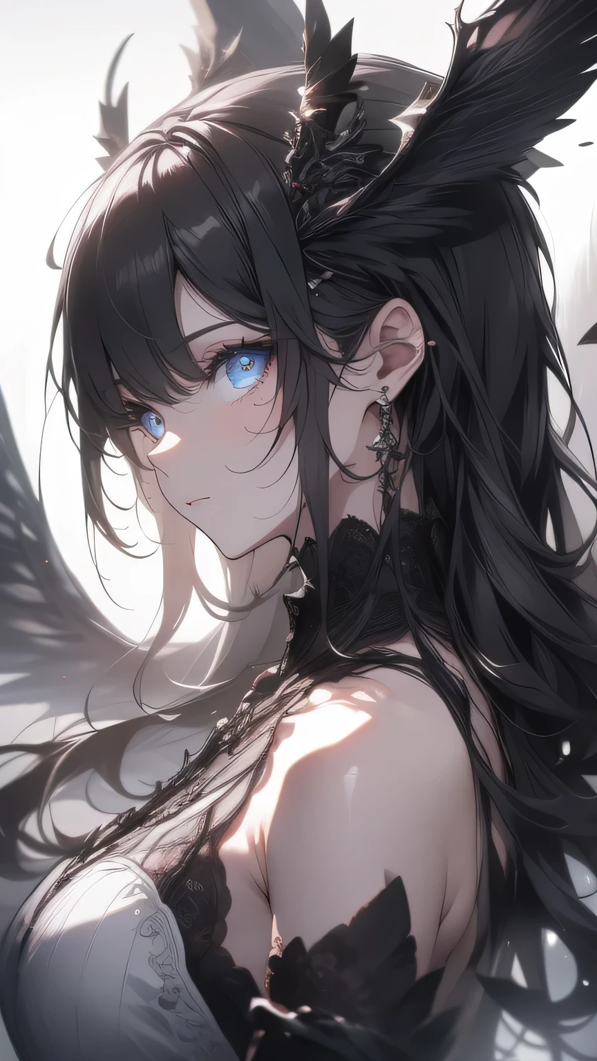 ((8k resolution))、((Highest quality))、((masterpiece))、((Very detailed))((((dramatic))), (((Rough feeling))), (((intense))), wings,havenly demon immortal