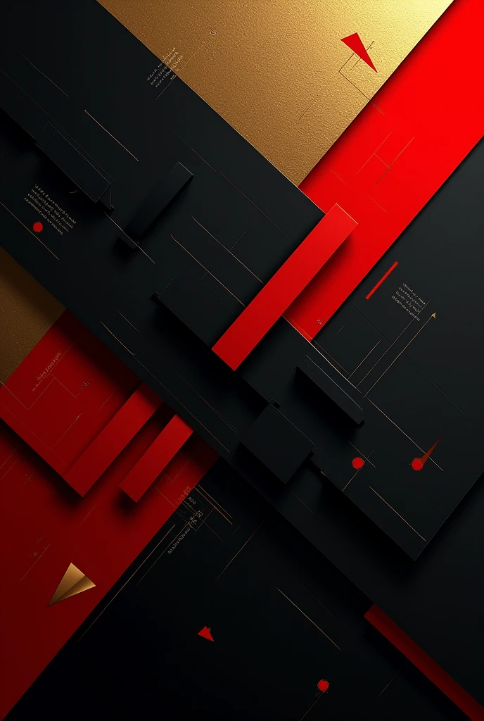 Geometric background with not too much golden colors, but if black and red