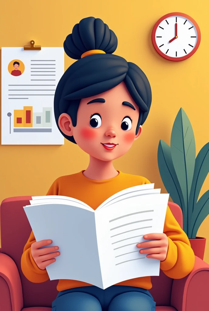 I am looking for an illustration of A PERSON READING A MANUAL A drawing style: Modern and vector, with smooth, clean lines, and vibrant colors. Cartoonish but realistic. Color: Using a palette of bright and contrasting colors that are pleasant and eye-catching. FORMAT: Illustrations arranged in a book or manual style. This illustration is intended for a guidance and training manual, so it must be clear, accessible and visually appealing."