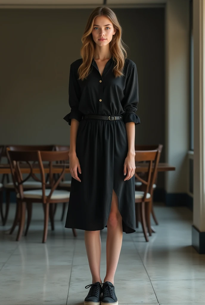 20 year younger girl background images in blue eyes and stand up with black formal sneaker