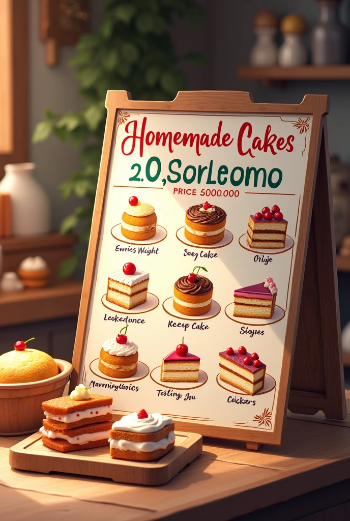 I want an image announcing the sale of homemade cakes for 20,000