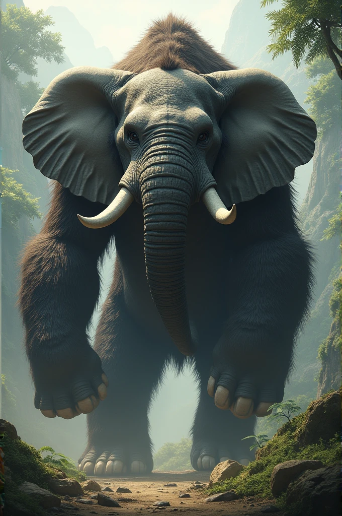 Mix a gorilla and an elephant. Create a hybrid animal from goirlla and elephant