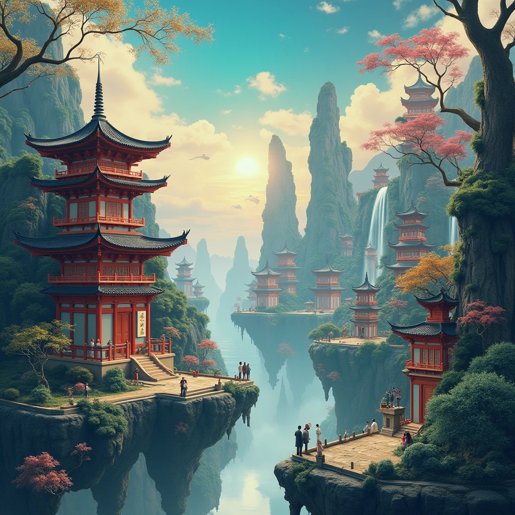 Surreal Scene, abstract, Ancient China, very aesthetic, intricate details, ultra-detailed, vivid colors