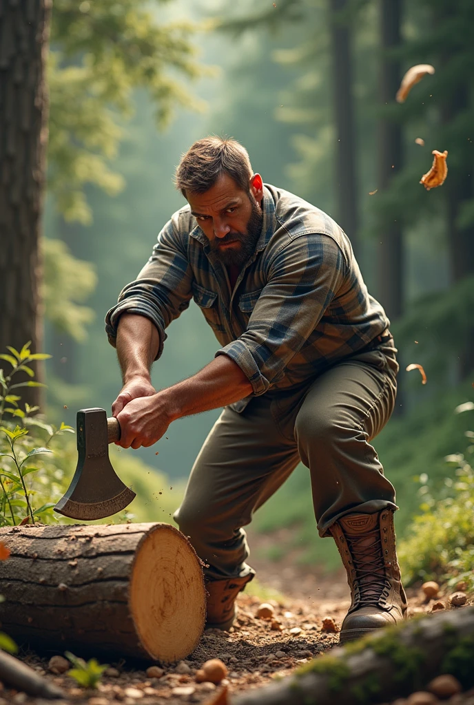 Man cutting the wood