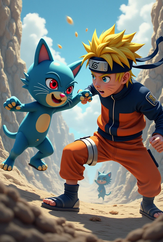 Make a Naruto fighting Gumball