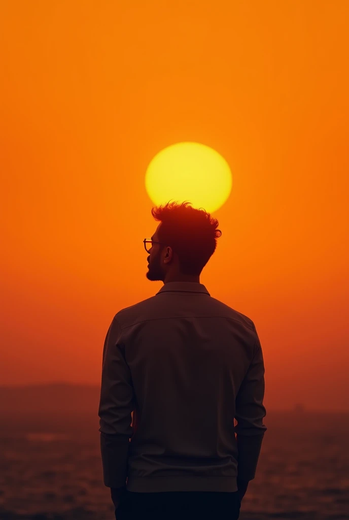 A person looking at the horizon as a sign that this is their worldview with orange colors in the code: ff6b00