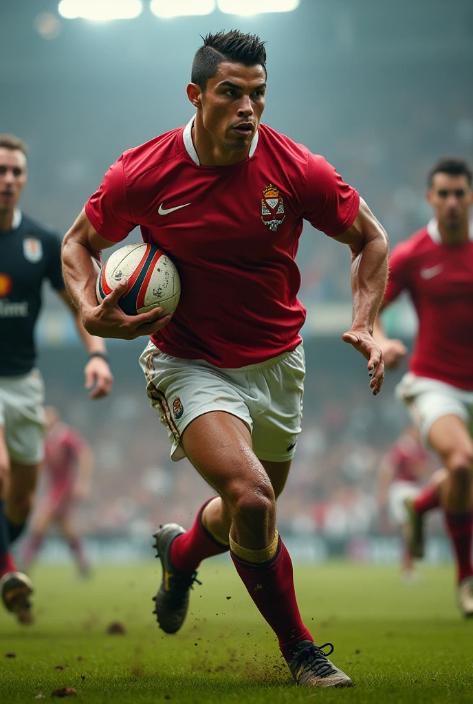 Cristiano Ronaldo playing rugby