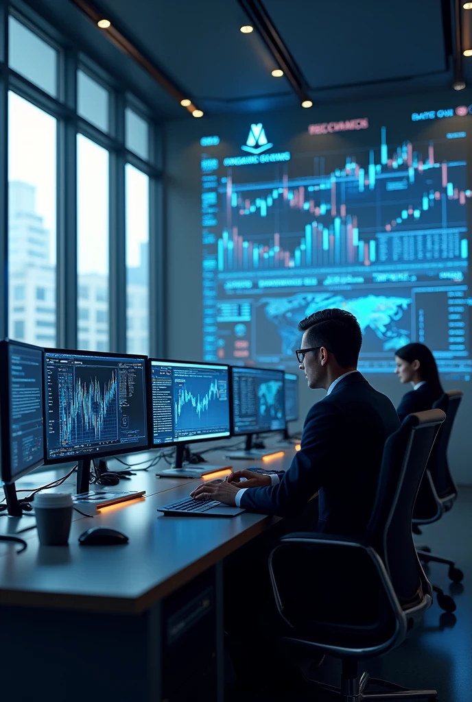 Create an image of a cryptocurrency arbitrage investment firm 