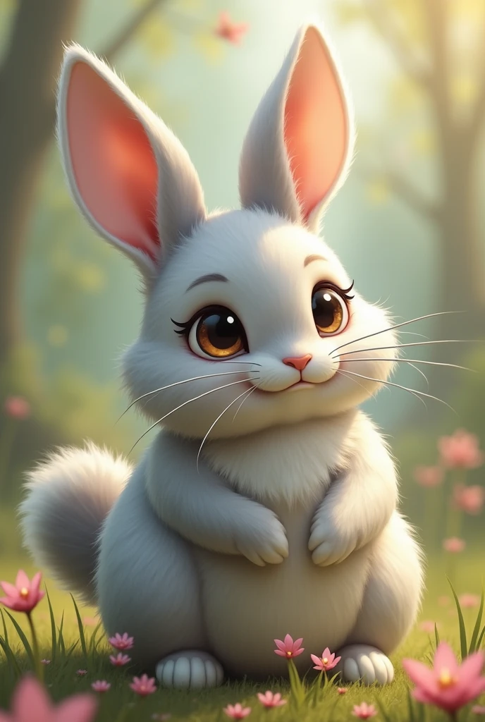 Create a rabbit with cat ears and a cat tail
