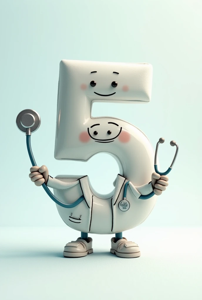 Make number 5 with stethoscope
