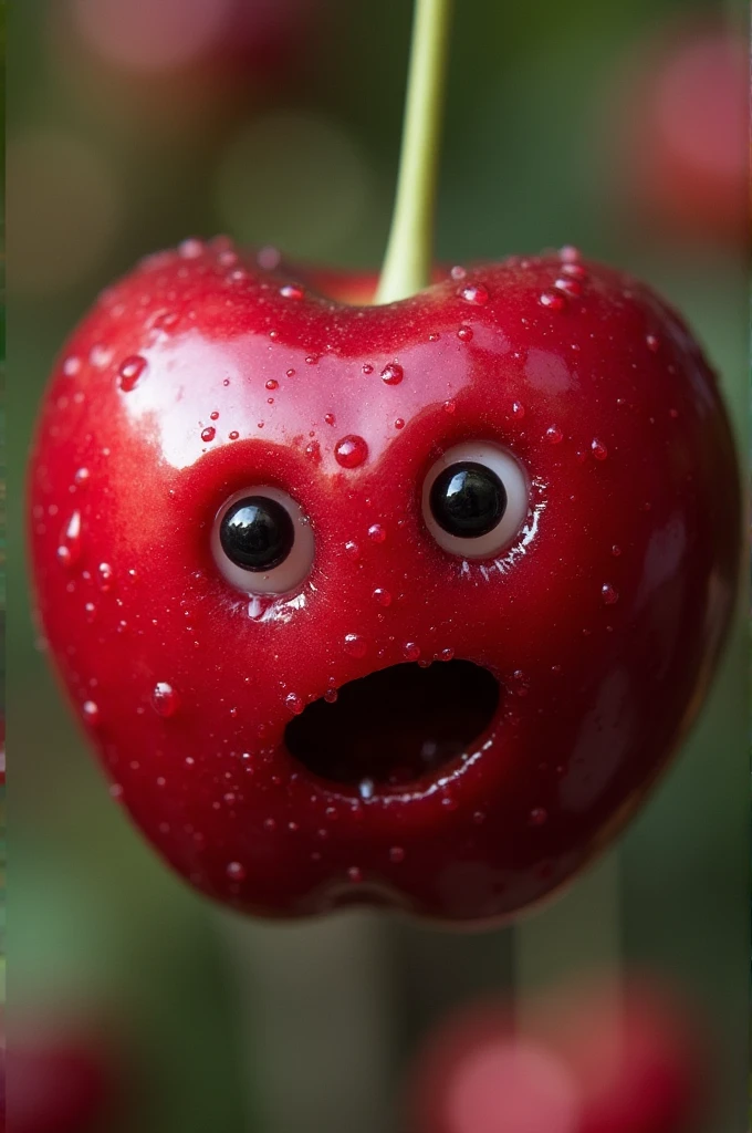 cherry fruit with crazy face
