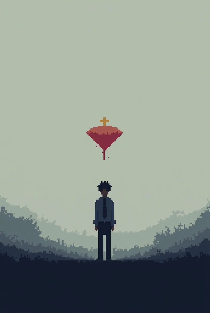 I need a cartoon drawing of the emotion sadness in pixal art that is not of a person or animal