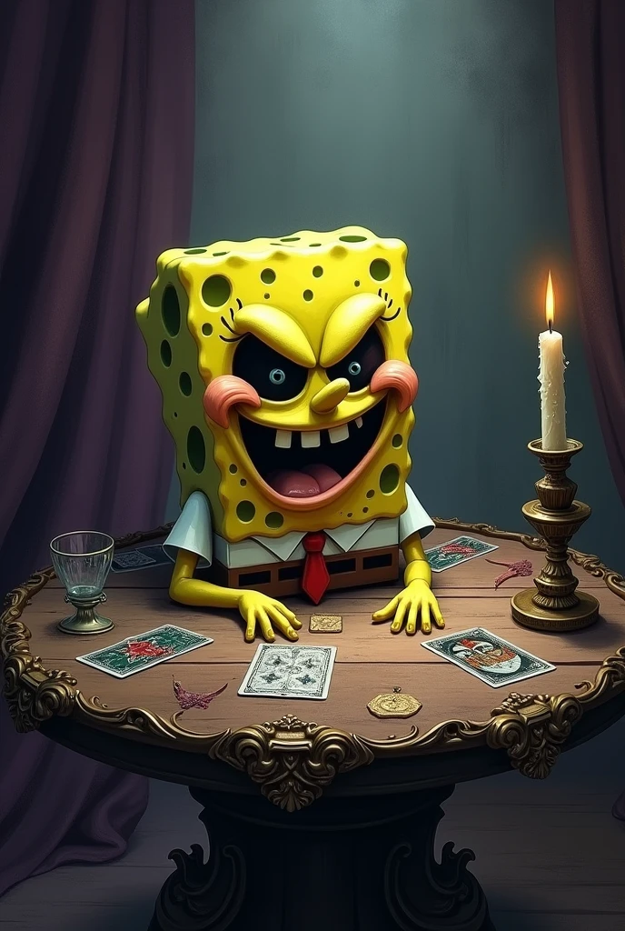 Make a gothic spongebob image on a gypsy card table