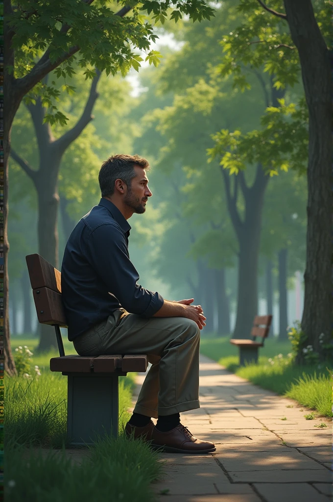 A man set in a park and thinking about curpt government how can handle of this system
