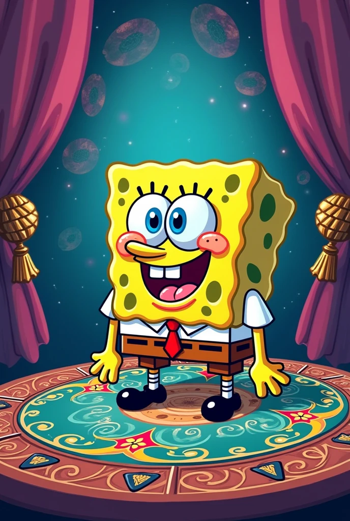 Make a Sponge Bob image on a gypsy card table