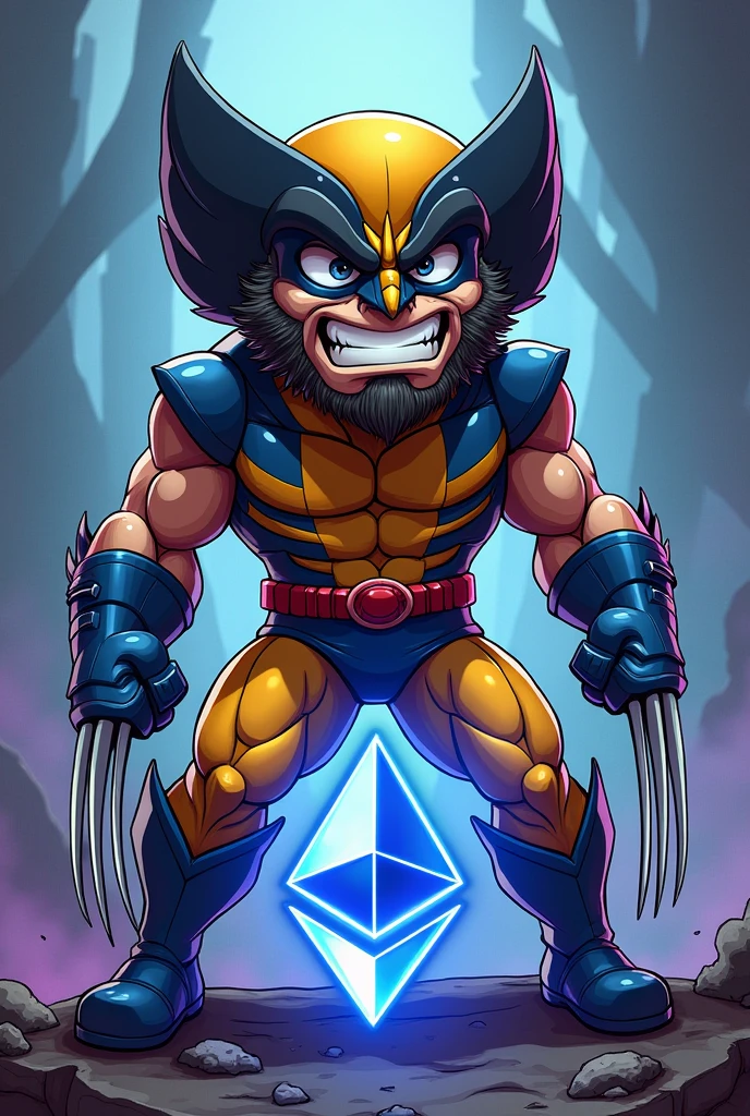 The Wolverine as a cartoon and the ethereum logo