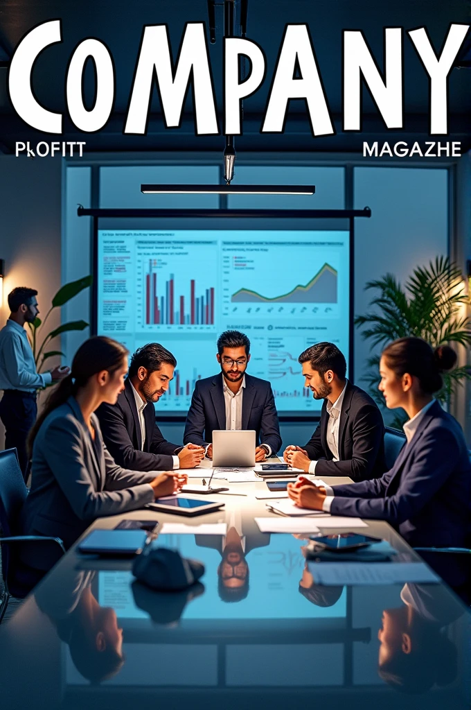 To create an impactful and professional magazine cover with the theme "Company Profit Charts Dialogue", You can follow these guidelines:
1. **main image**:
- **office environment**: Showcase a modern office with stylish furniture and advanced technology.
- **Group of Professionals**: Include a diverse group of people (Different ages, ethnicities and genders) in a lively discussion around a conference table or presentation screen.
2. **Elementos visuais**:
- **Graphics and Documents**: Add charts and financial documents visible on desktops or computer screens.
- **tecnology**: Include items such as laptops, tablets or projectors to show the integration of technology in communication.
3. **Paleta de cores**:
- Use sophisticated and professional colors such as dark blue tones, gris, white and touches of silver or gold to add an air of elegance.
4. **Typography**:
- Use bold, modern fonts for the magazine title. Something like a sans serif font for a cleaner, more contemporary look.
5. **cover text**:
- **Main title**: “Company Profit Charts Dialogue”
- **Caption (optional)**: “How Effective Communication Is Transforming Results” - **Other information**: Include dates, edits or highlights of relevant articles at the bottom or side of the cover.
6. **Layout**:
- Arrange the elements so that the title is the main focus, with the group of professionals in the spotlight and the graphics and documents in the background, but still visible.
Make sure the cover is clean and well balanced., with a clear hierarchy to guide the reader's eye to the main points.