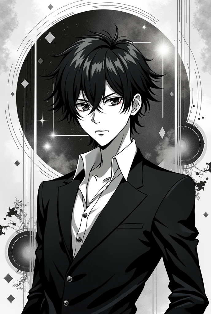 imagem black and white, Anime Man, classica, abstract, QUALITY IMAGE.