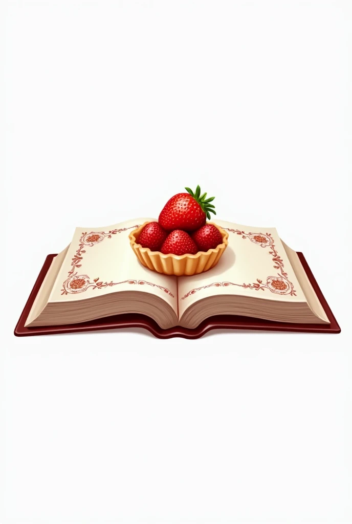 logo représentant un livre ouvert avec des ornements d'assiette sur les pages avec une tarte aux fraises posé dessus le tout sur un fond blanc