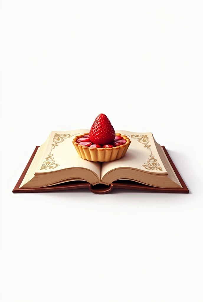logo représentant un livre ouvert avec des ornements d'assiette sur les pages avec une tarte aux fraises posé dessus le tout sur un fond blanc