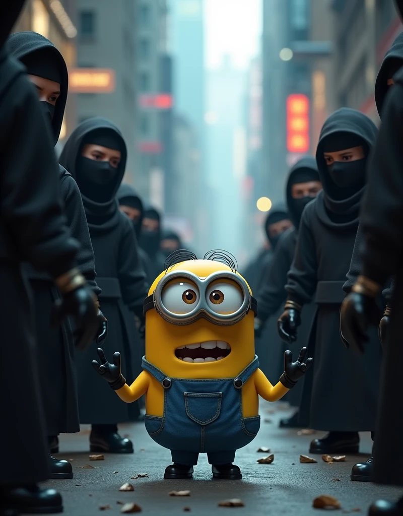 Minion Kevin . Kevin meets a group of secret ninjas. 