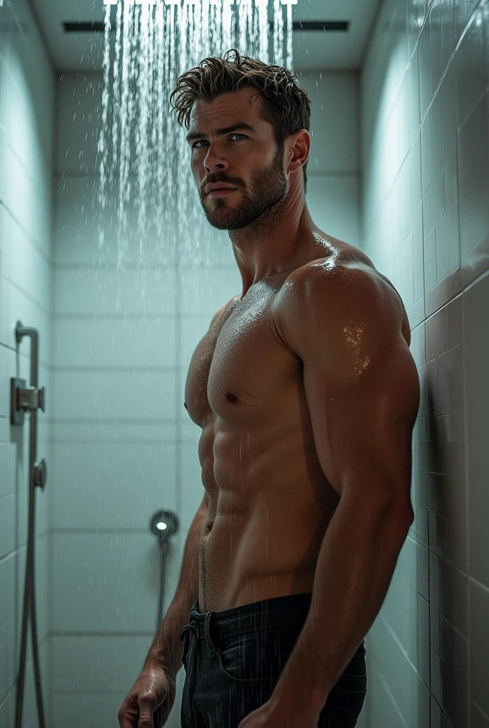 Chris Hemsworth showering