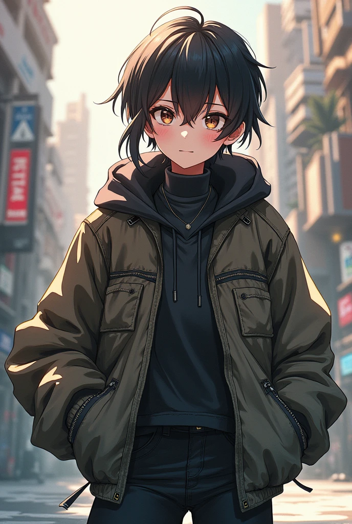 A anime character in Jacket and forward 
