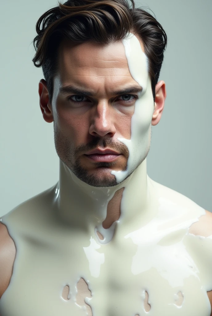 Henry cavill covered in milk