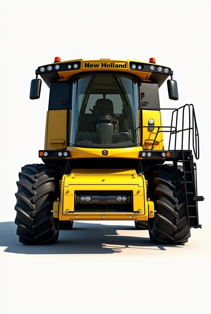 realistic yellow new holland combine harvester cr alone without background on the side


