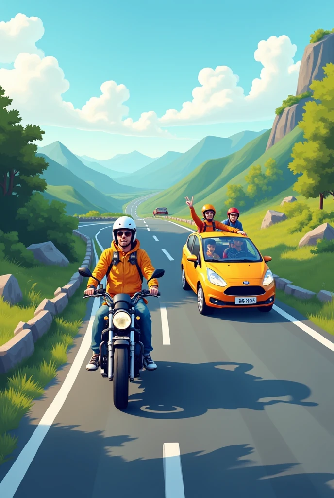 Image of motorcycle and car passengers that in the title says safety rules for passengers