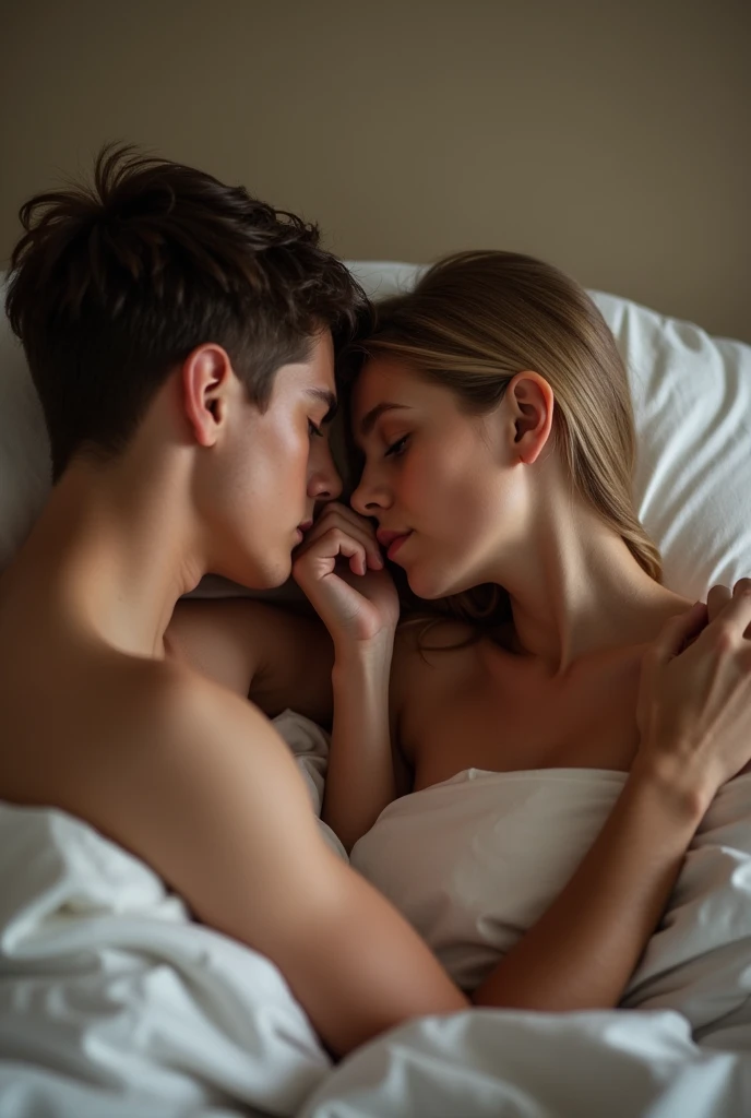 A boy and girl fucking scene on bed with vigena and penis