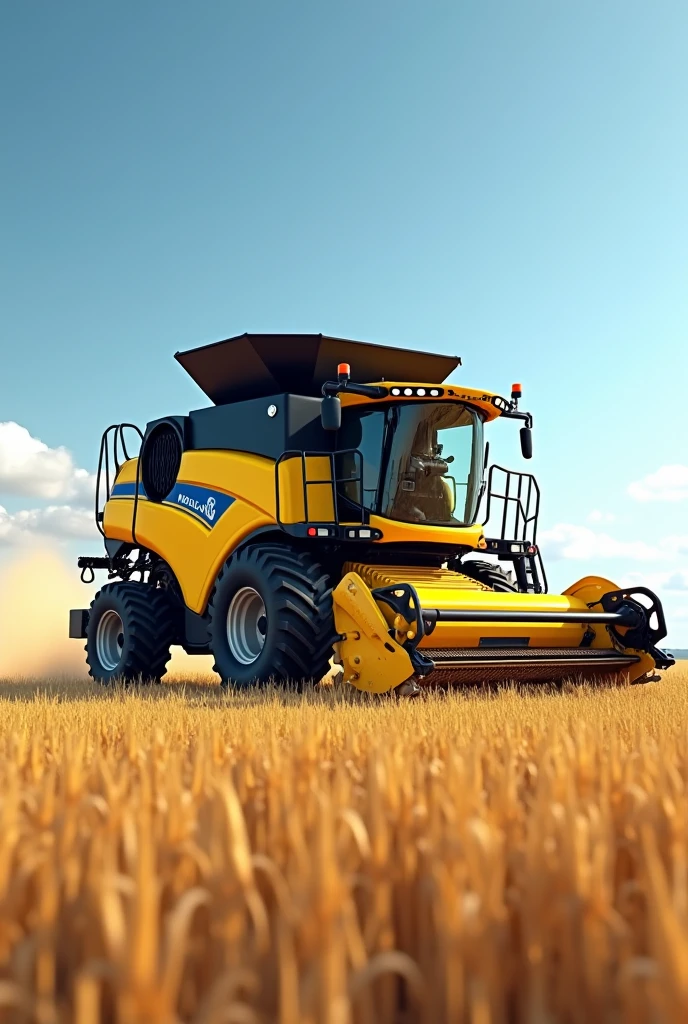 realistic yellow new holland combine harvester cr alone