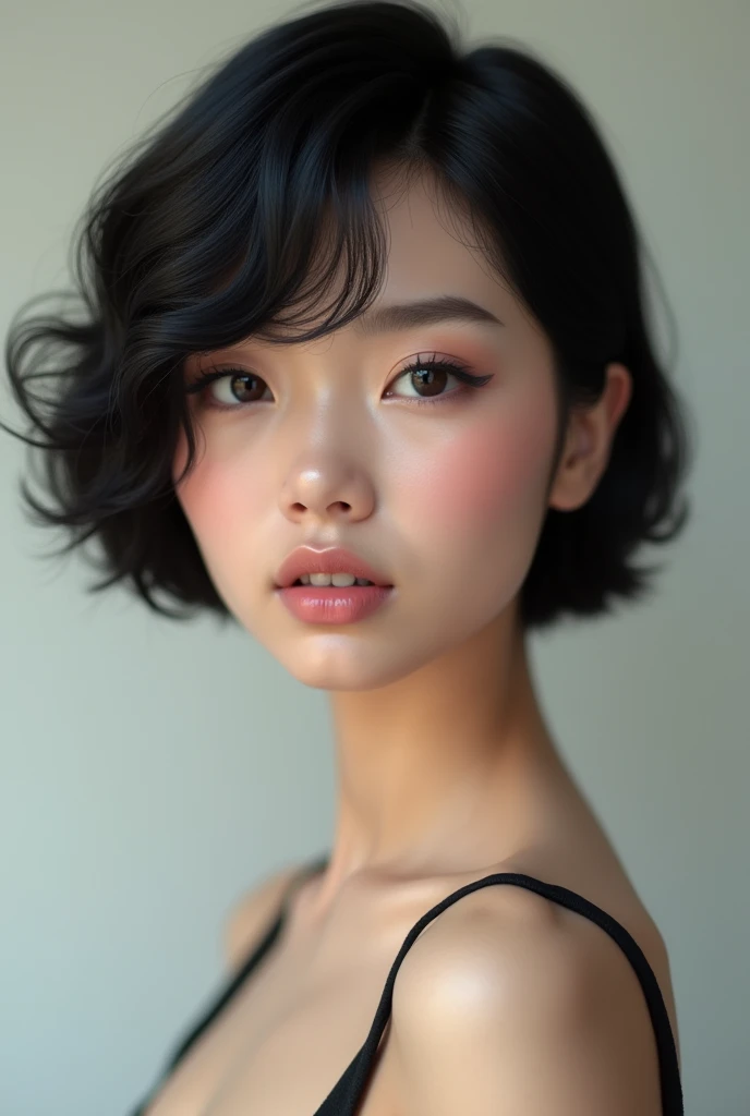 (photorealism:1.2), slim short hair black young woman