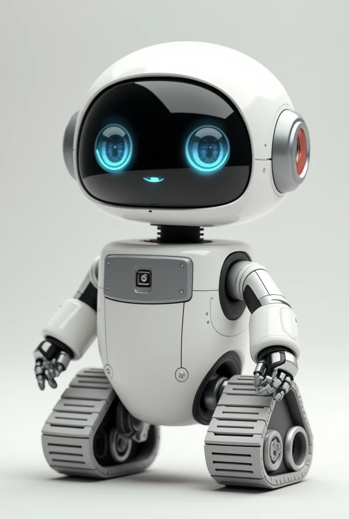 Build a Wall-E-style,And give it cute and interesting eyes。White color
