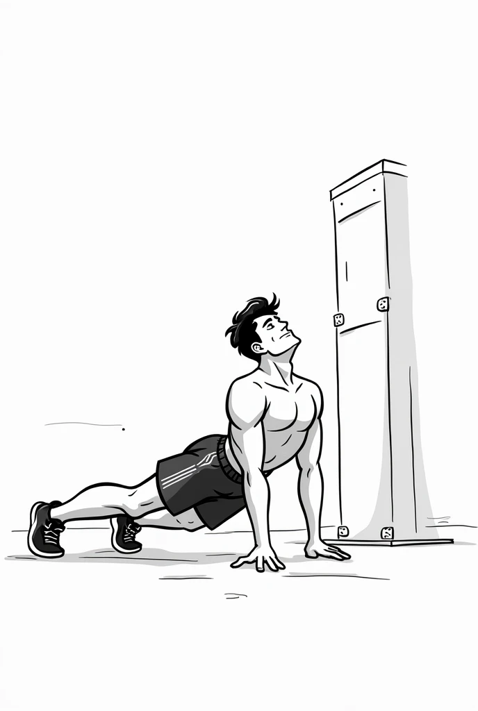 an average looking man training calisthenics, with a suitable physique,
make it in cartoon style and black and white