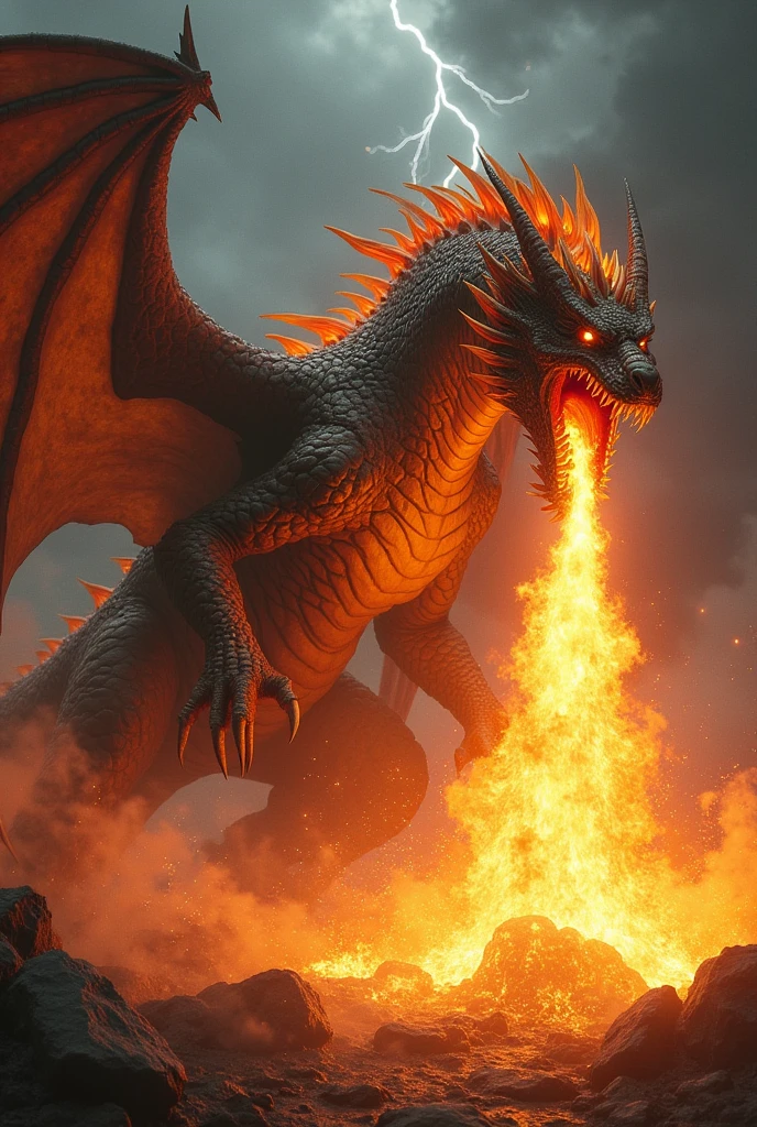 Dragon flames highly detailed sharpness HD