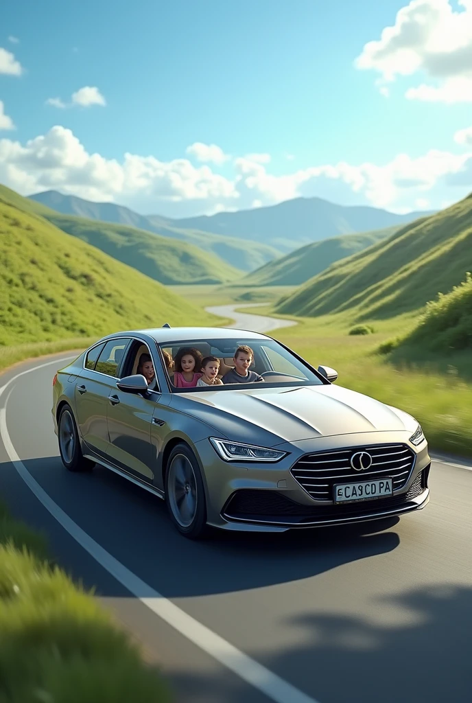 a realistic car with passengers
