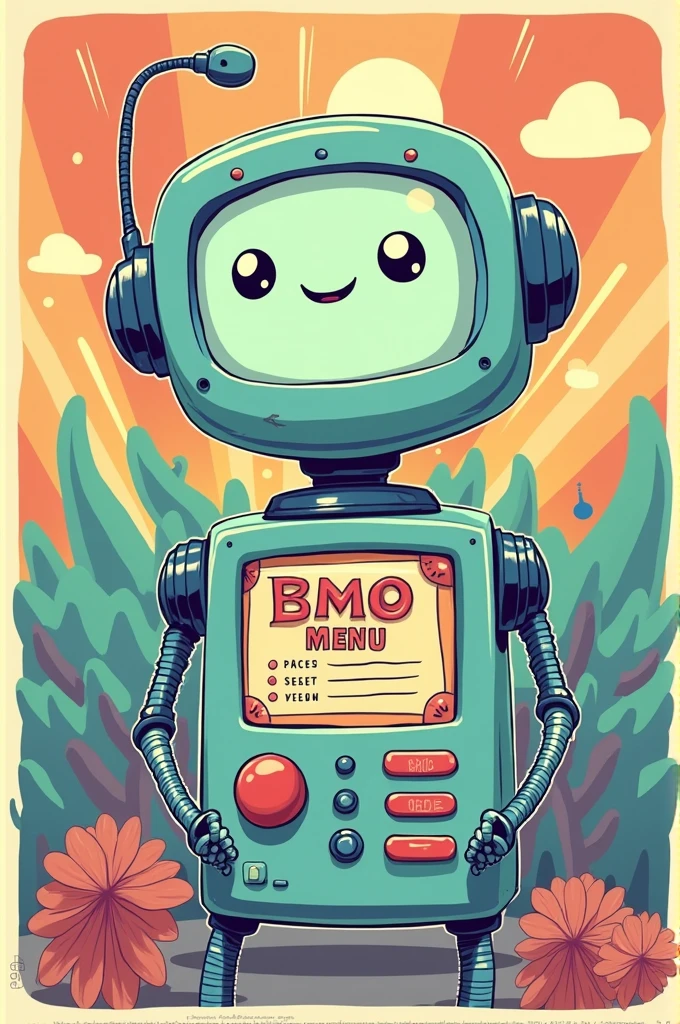 Create a menu with the head of BMO from Adventure Time 
