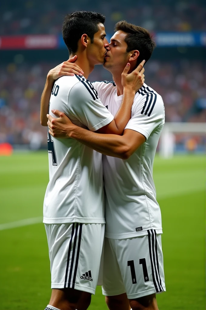 Cristiano Ronaldo kissing Kaka
