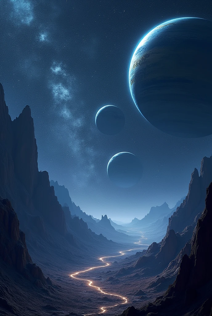 a view of the starry sky with planets orbiting it, sci-fi