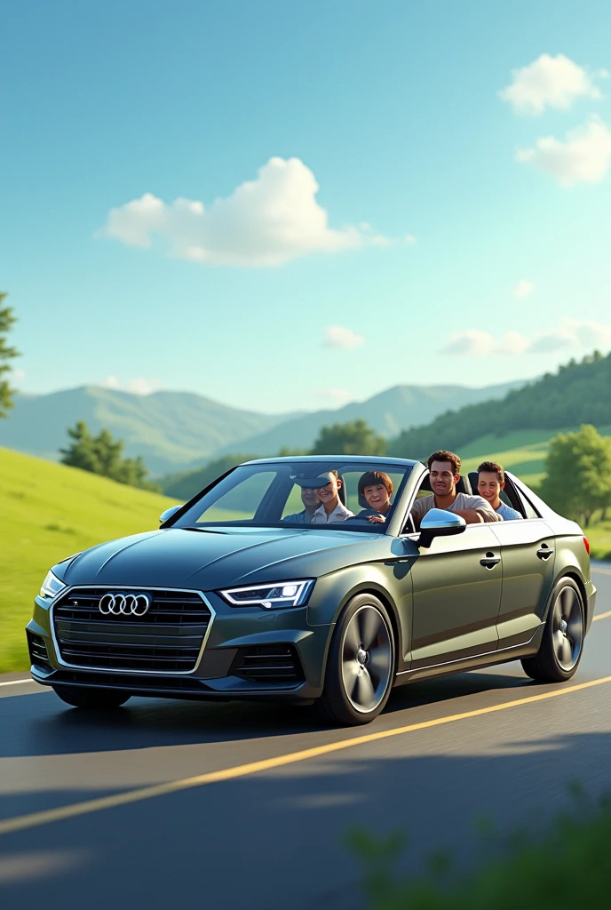 a realistic car with passengers