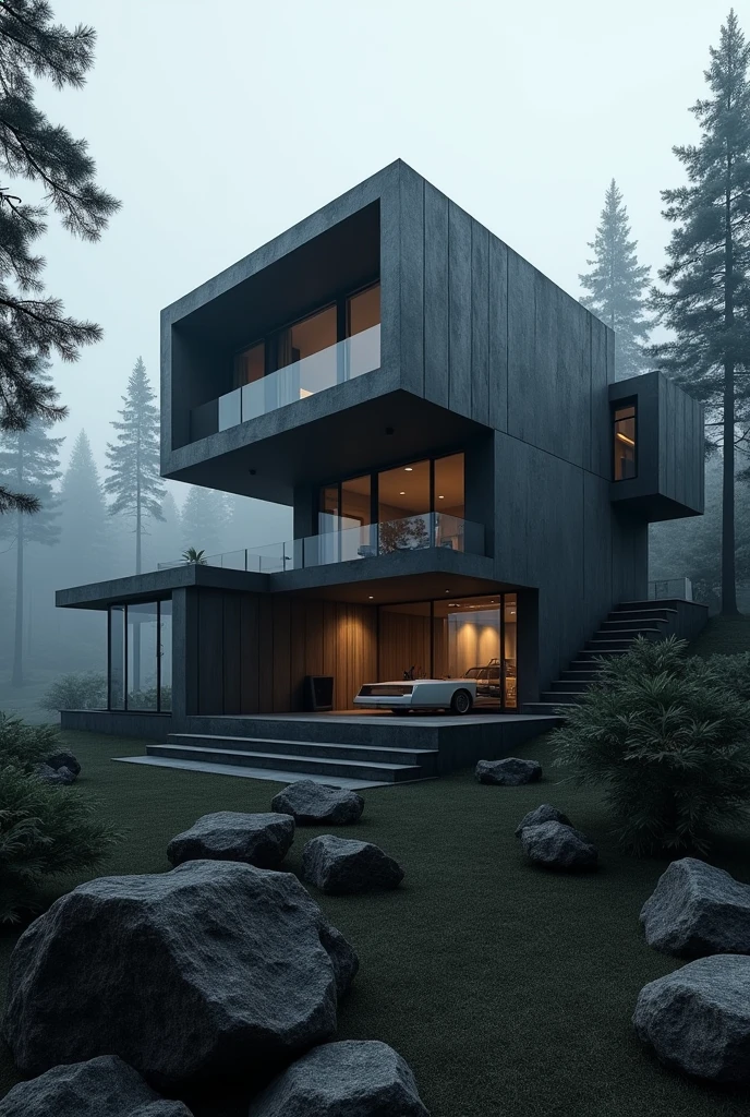  Modular Villa that looks realistic with a dark theme and looks realistic 
