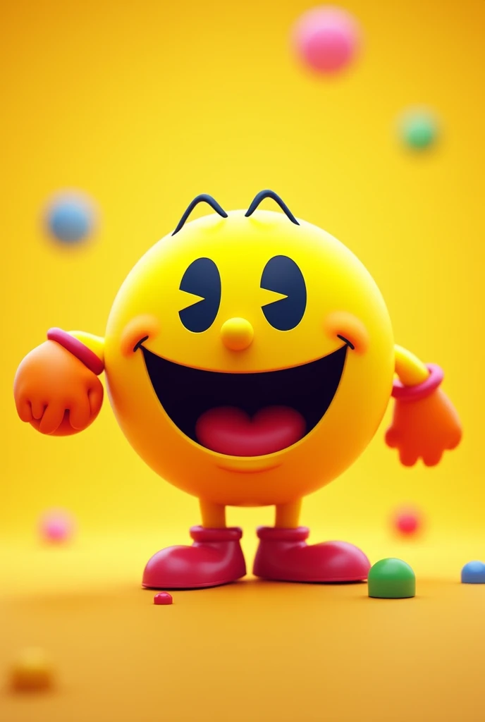 create a pacman image with yellow back gorund