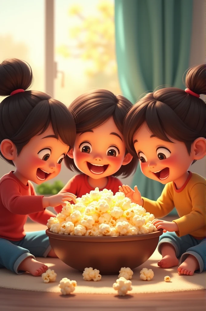 Happy  eating popcorn 