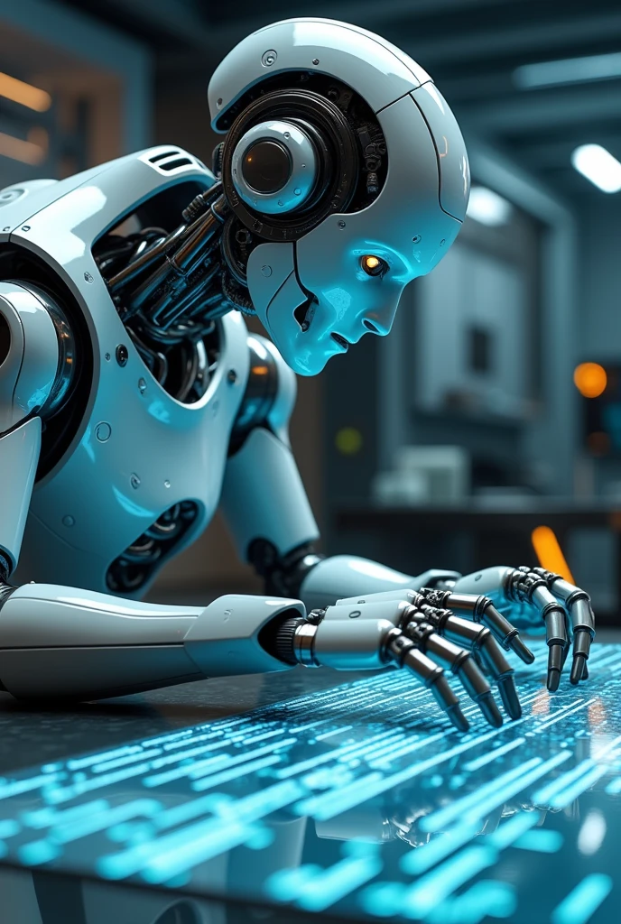 An image showing how a robot is reviewing the code of a program